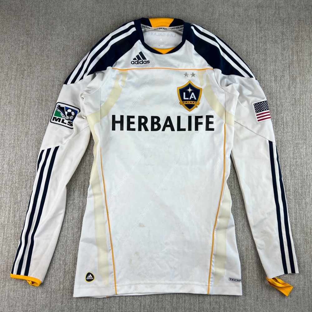 Player Issued Adidas LA Galaxy Jersey Mens Small White Herbalife LS MLS Soccer